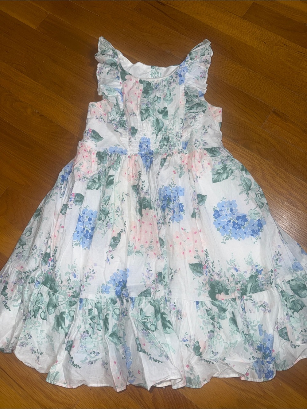 Janie and Jack White Floral Dress with Blue & Green Accents